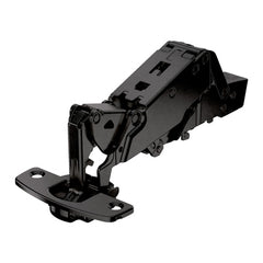 Sensys wide angle hinge, with zero protrusion, with integrated silent system (Sensys 8657/8657i), in obsidian black, overlay, Opening angle 165°