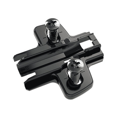 Cross Mounting Plate with Oblong Hole Height Adjustment, in obsidian black, Hole line 37 x 32 mm with Euro Screws