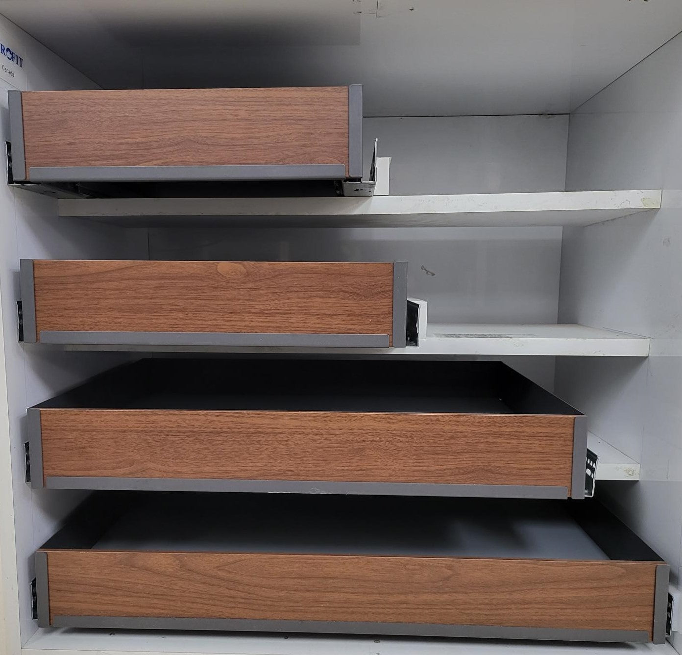 Interior Metal Drawer Set - Dark Grey, Walnut (WID Series) 4 Sizes