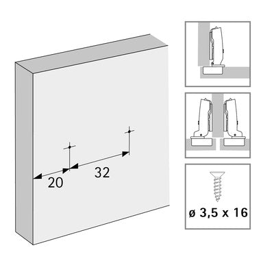 Linear Mounting Plate with Oblong Hole Height Adjustment, in obsidian black, Hole line 20 x 32 mm