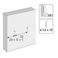 Linear Mounting Plate with Oblong Hole Height Adjustment, in obsidian black, Hole line 20 x 32 mm