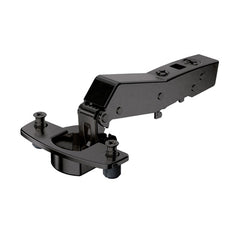 Sensys angle hinge W45 with integrated silent system (Sensys 8639i W45) Soft-Closing, in obsidian black, overlay, Opening angle 95° ( HTT-9091747 /HTT-9091860 / HTT-9091880)