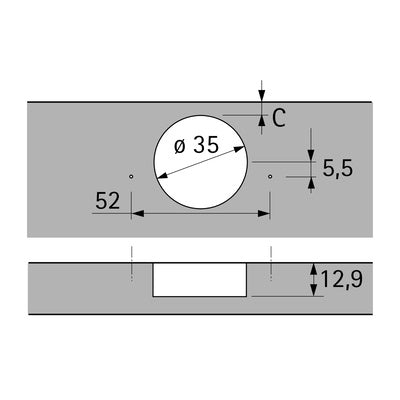 135° HETTICH hinge without self closing feature (Intermat 9930), Overlay, in Obsidian Black - (HTT-9116394 / HTT-9116927)