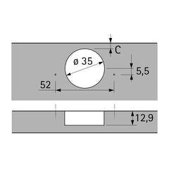 135° HETTICH hinge without self closing feature (Intermat 9930), Overlay, in Obsidian Black - (HTT-9116394 / HTT-9116927)