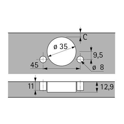 135° HETTICH hinge without self closing feature (Intermat 9930), Overlay, in Obsidian Black - (HTT-9116394 / HTT-9116927)