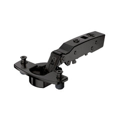 Sensys 110° hinge with integrated silent system (Sensys 8645i) (Soft-Closing), in obsidian black, overlay, Opening angle 110°, HTT-9091738 (TH Pattern)/HTT-9341256 (TB Pattern)/ HTT-9117003 (TB Pattern)