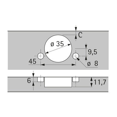 HETTICH Sensys Wide Angle Kitchen Cabinet Hinge - Nickel Plated, Soft Close, Zero Protrusion