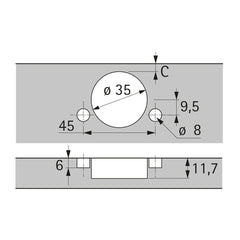 165° HETTICH Sensys wide angle hinge, with zero protrusion, without integrated Silent System (NON soft closing) - HTT-9099600 / HTT-9099601 / HTT-9099623