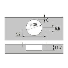 165° HETTICH Sensys wide angle hinge, with zero protrusion, without integrated Silent System (NON soft closing) - HTT-9099600 / HTT-9099601 / HTT-9099623